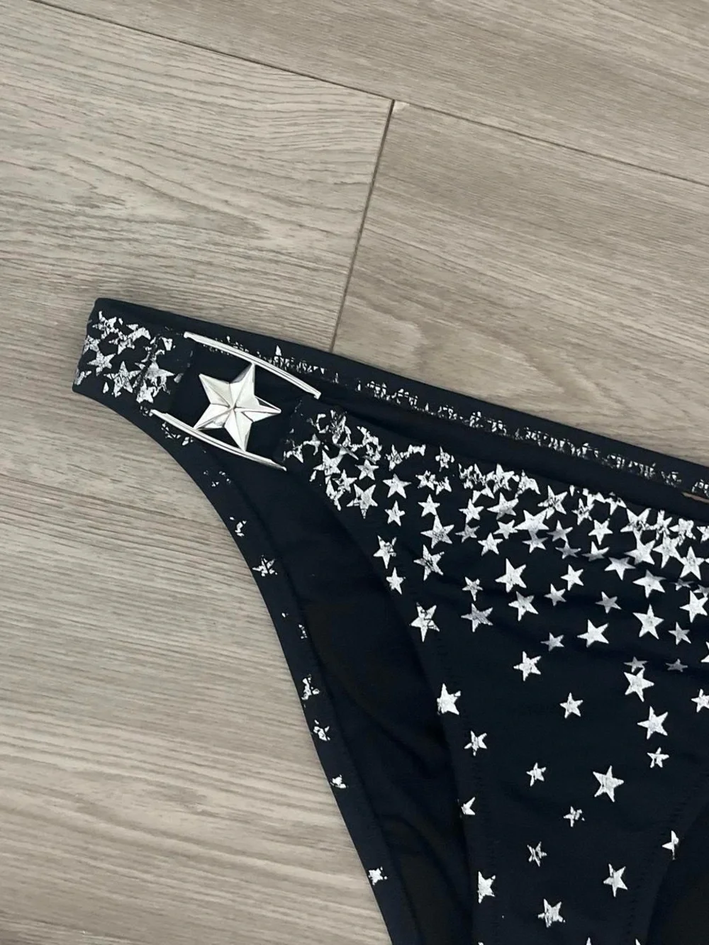 Victoria's Secret Black Bikini Set with Silver Star Accents